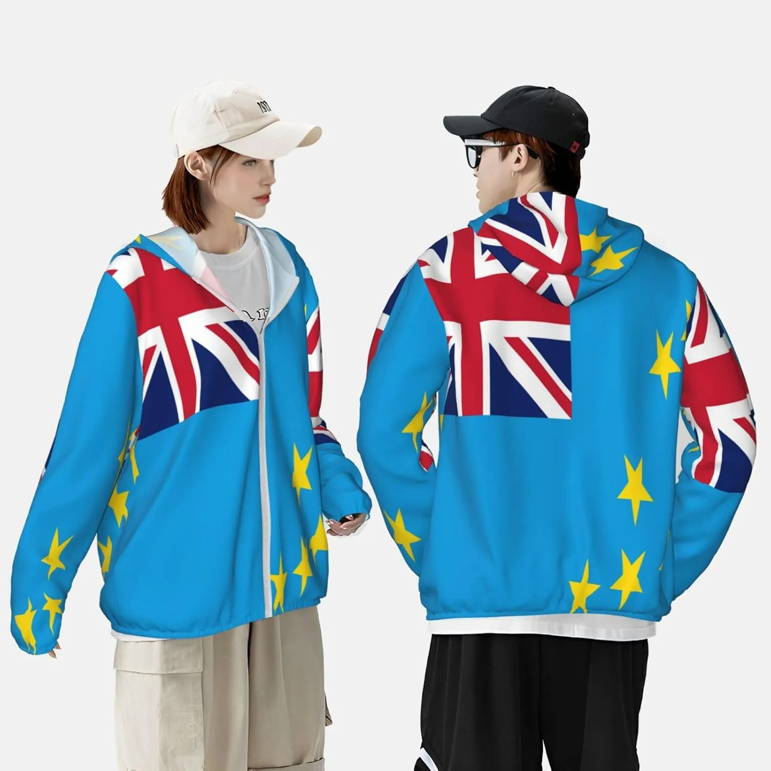Nauru Map constitute driver Sun Protection Hoodie Zip Long Sleeve Lightweight Sun Shirt Jacket Flag of 