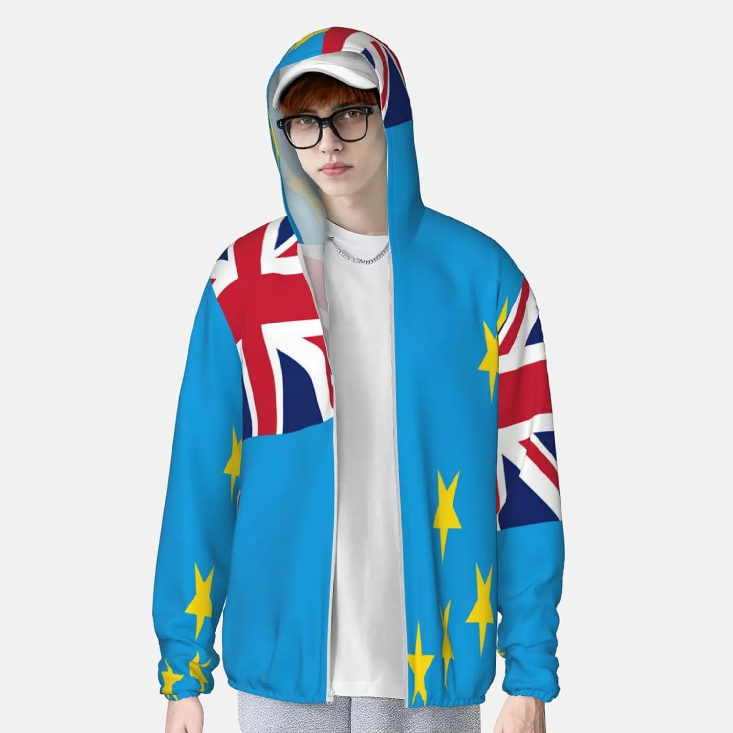 Nauru Map constitute driver Sun Protection Hoodie Zip Long Sleeve Lightweight Sun Shirt Jacket Flag of 