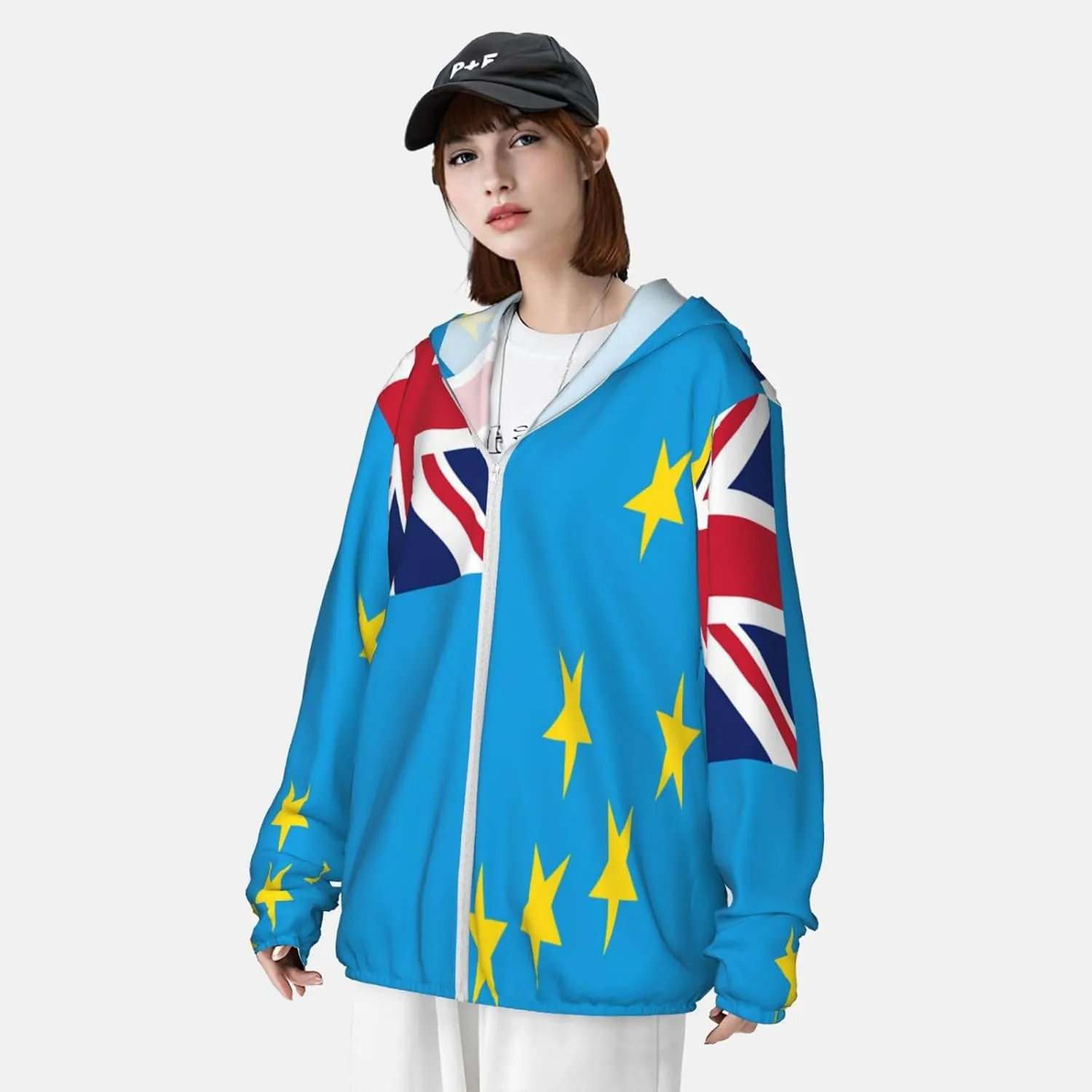Nauru Map constitute driver Sun Protection Hoodie Zip Long Sleeve Lightweight Sun Shirt Jacket Flag of 