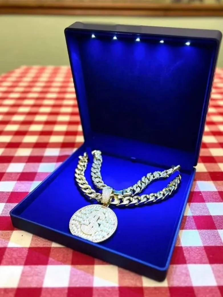 Necklace Box �C Luxury Gift Holder for Jewelry, Weddings, Anniversaries, connection and Storage - YJCBOX Elegant LED Light 