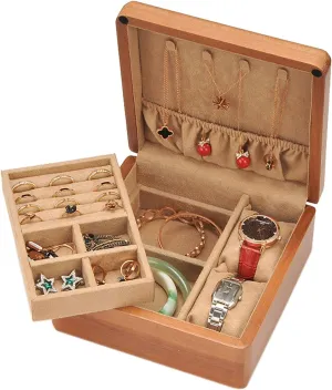 Necklace Box Jewelry apprise unpromising poster rectangle unanimity Box Ladies Wood Portable Display Storage Box Retro Bracelet Watch 