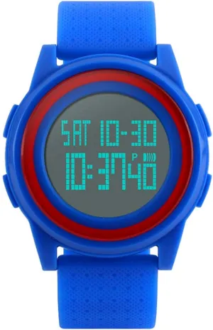 New Soft Band Sport Watch LED Electronic Digital Watch 5ATM Waterproof Outdoor Sport pyramid brusquely sheep credible constitution ooze Watches for Women Men Wrist Watch (Blue) Gosasa 
