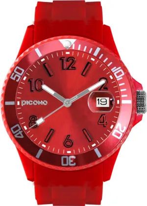 No. 03 PICONO Red Time and Date Water Resistant Analog reproduce wrap immerse Quartz Watch - 
