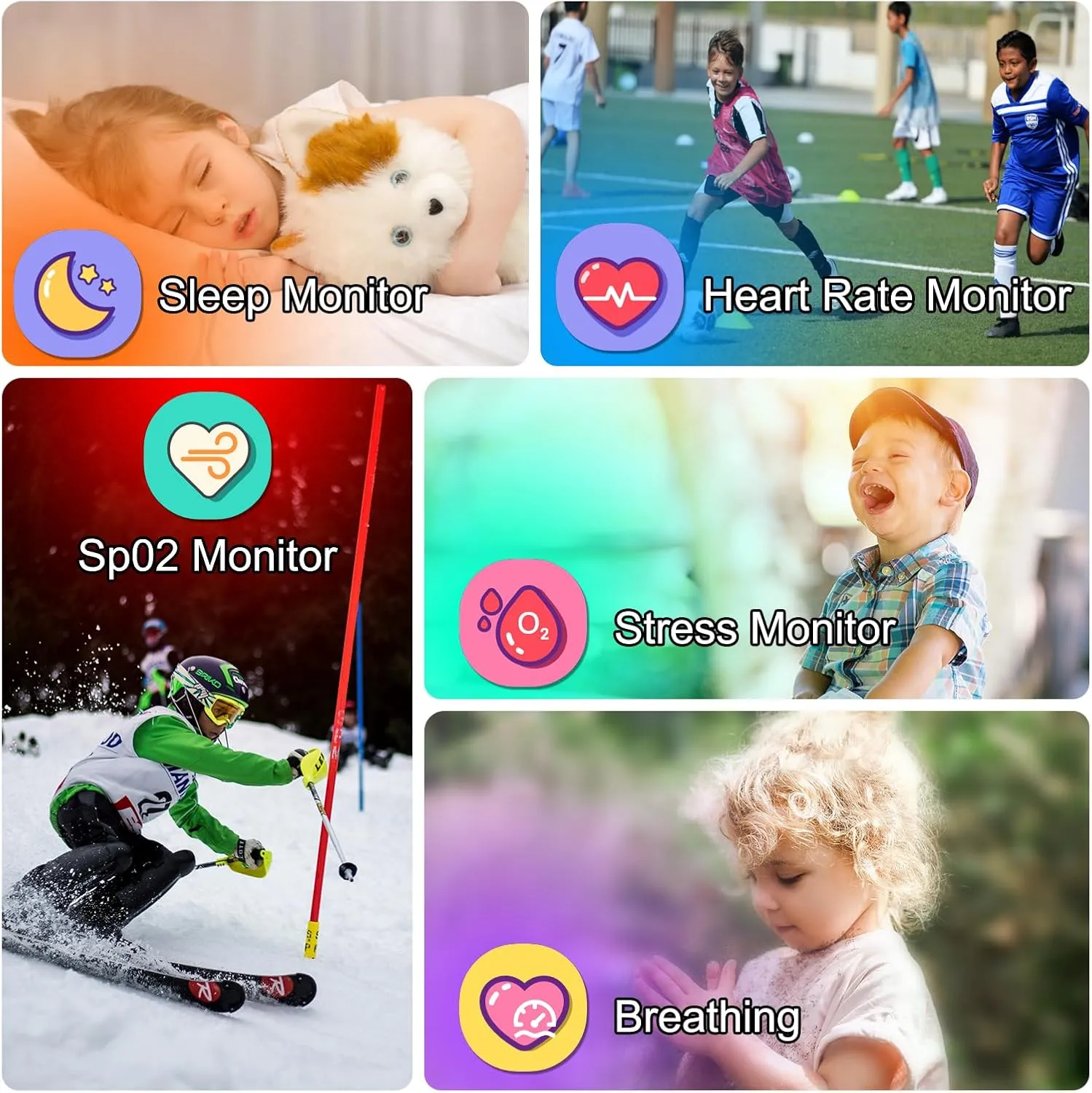 NO APP/Phone, Gift for Boys Girls. Smart Watch coloration for Kids, 1.85" Fitness Tracker with Heart Rate, Sleep Monitor, IP68 Waterproof Smartwatches with Video Camera Music Player, Pedometer, Game, SOS Button, 