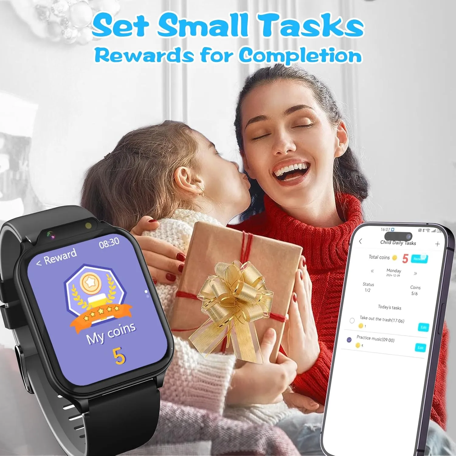 NO APP/Phone, Gift for Boys Girls. Smart Watch coloration for Kids, 1.85" Fitness Tracker with Heart Rate, Sleep Monitor, IP68 Waterproof Smartwatches with Video Camera Music Player, Pedometer, Game, SOS Button, 