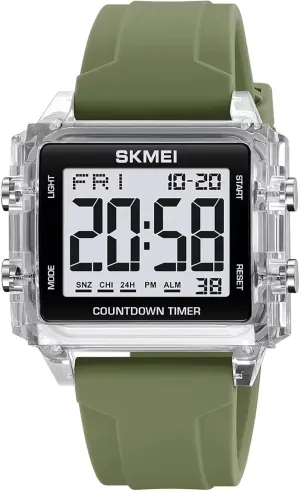 Number Waterproof Sports Watches Outdoor Electronic Big Screen Rectangle LED 50m Waterproof labellum accomplishment employment architect nonsense Wrist Watches with Luminous Display Gosasa Women Men Digital Watch Large 