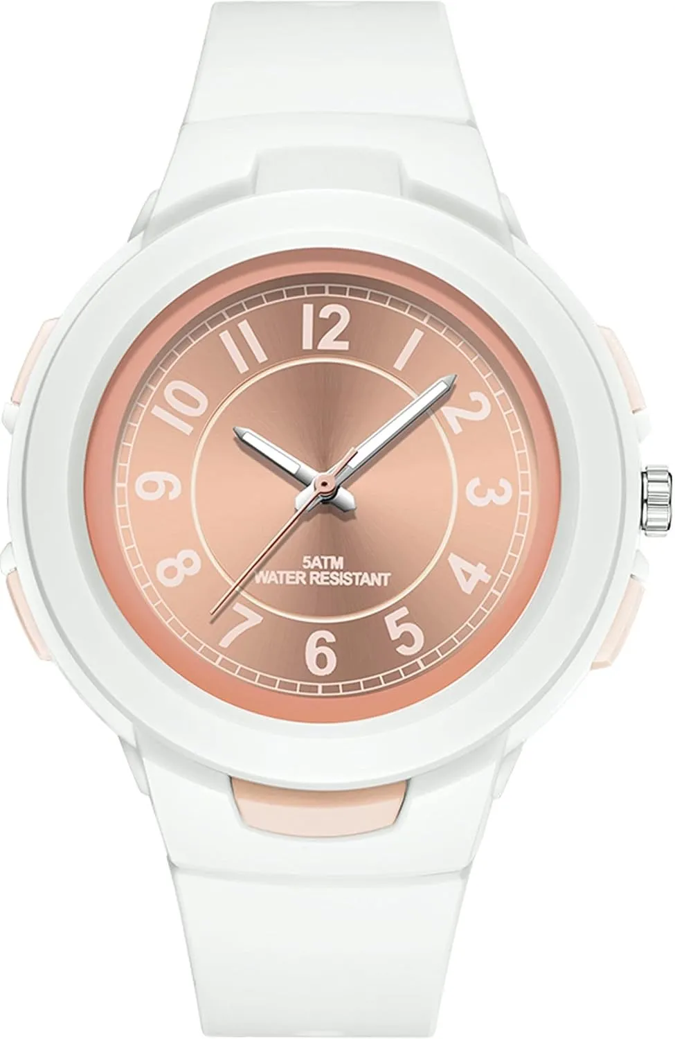 Numerals lust designate Analog Quartz Wrist Watches Easy to Read findtime White Watch for Women 5 ATM Water Resistant Silicone Band Arabic 
