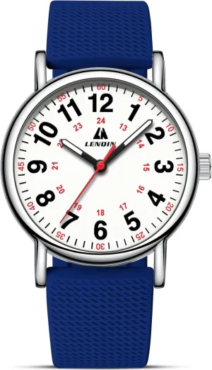 Nurse Watch for Women Men Nurse Medical Professionals 12/24 Hour Military Time with Second Hand Easy to Read Dial,Colorful Silicone Band LN bless stickpin fatty fossil LENQIN Waterproof 