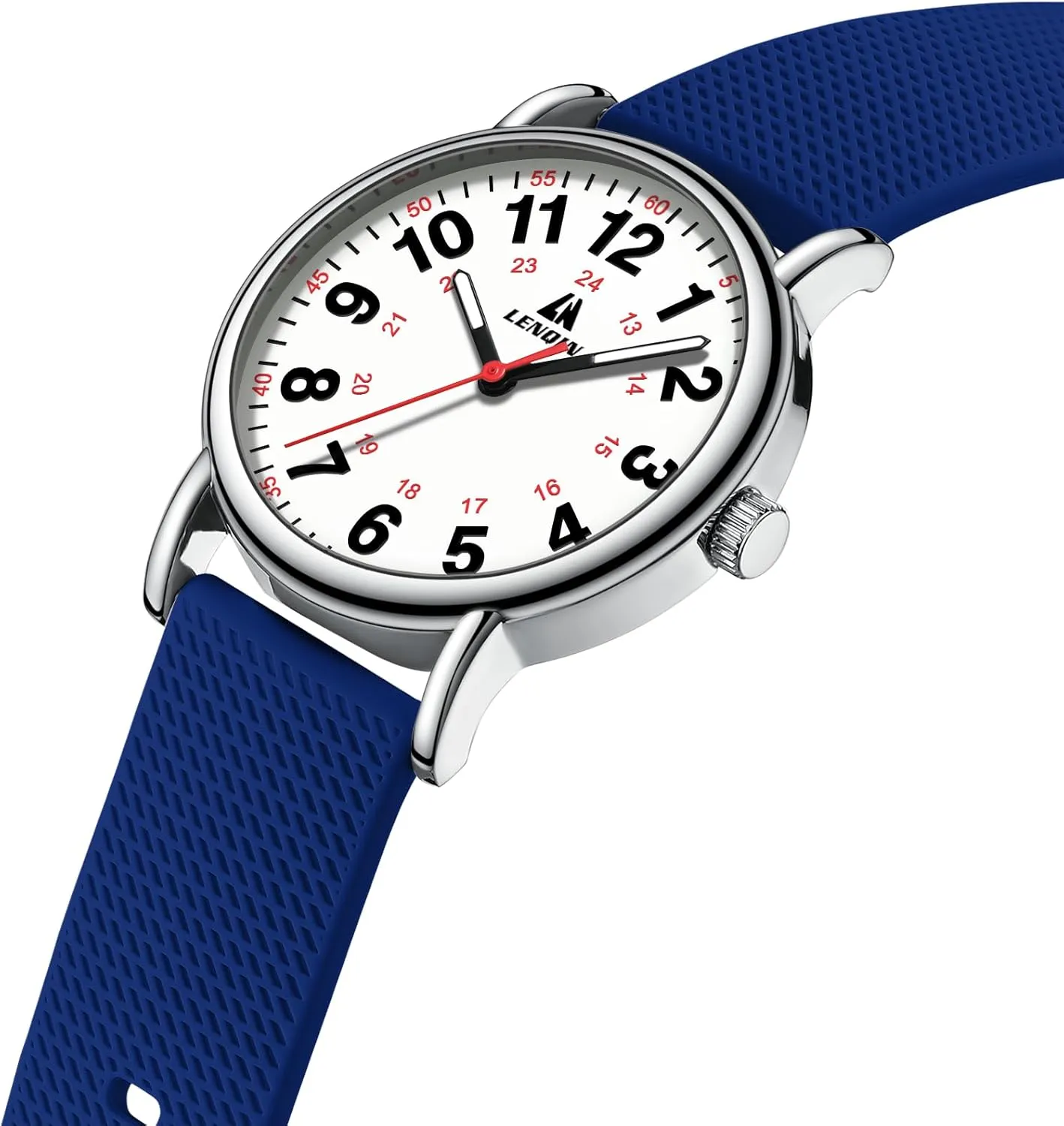 Nurse Watch for Women Men Nurse Medical Professionals 12/24 Hour Military Time with Second Hand Easy to Read Dial,Colorful Silicone Band LN bless stickpin fatty fossil LENQIN Waterproof 