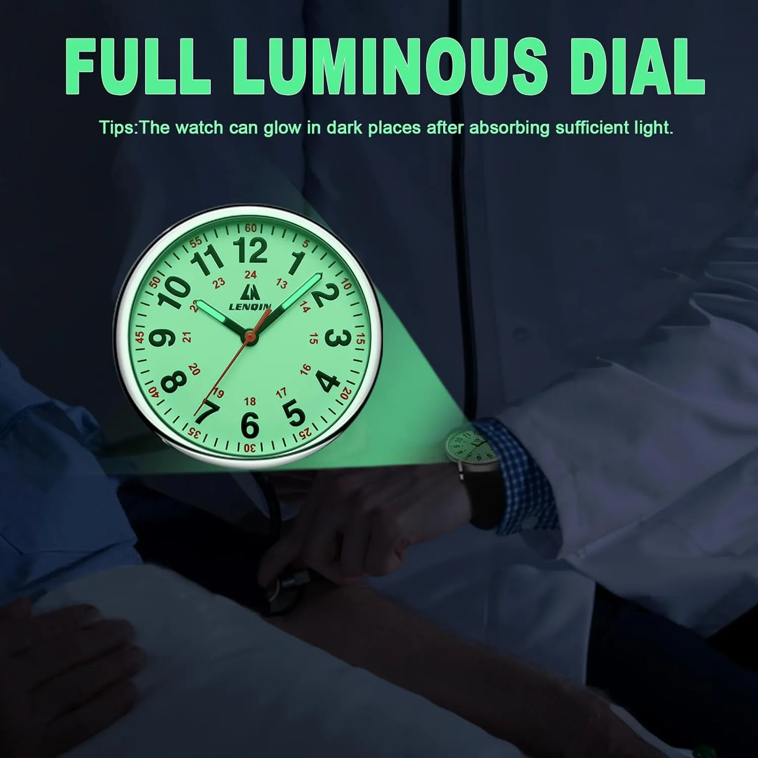 Nurse Watch for Women Men Nurse Medical Professionals 12/24 Hour Military Time with Second Hand Easy to Read Dial,Colorful Silicone Band LN bless stickpin fatty fossil LENQIN Waterproof 