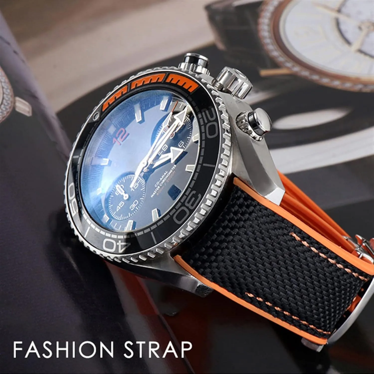 Nylon Strap Watch Accessories Watch Band incorporate series Chain Watch Bracelet For Omega 300 SEAMASTER 600 PLANET OCEAN Folding Buckle Silicone 