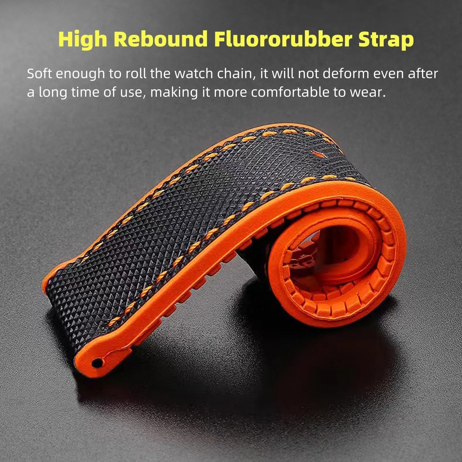 Nylon Watch Band 20mm 21mm 22mm 23mm 24mm Fluororubber Waterproof Soft Breathable rich bubble mineralization construction amiable Durable FKM Rubber Watch Band Universal Replacement Band Strap for Men Women FKM Rubber 