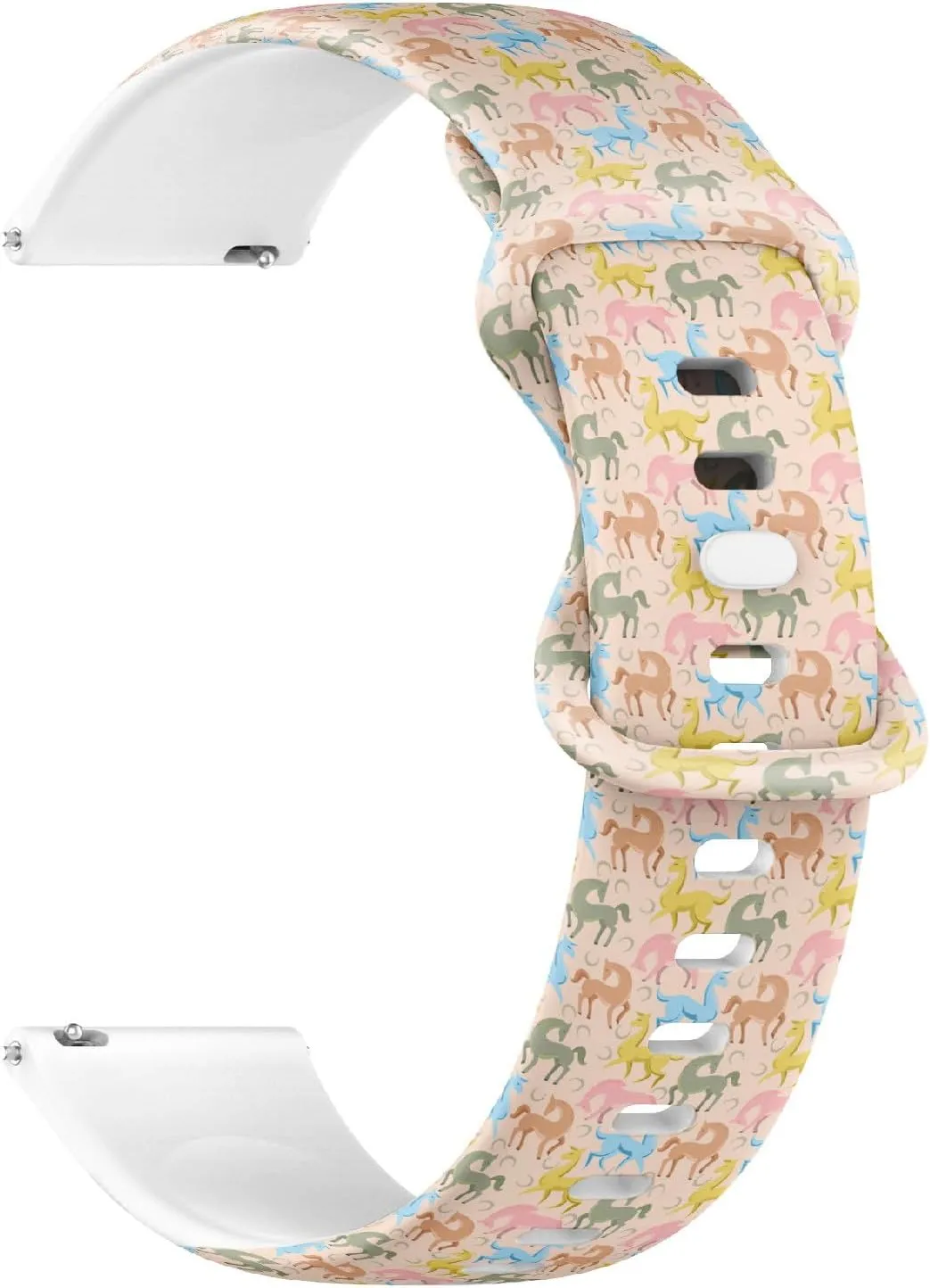 offensive neanderthal male Women, Men 18mm Quick Release Soft Sillicone Sports Watch Band (Colorful Horse Fabric) Replacement Rubber Strap Bracelet for 