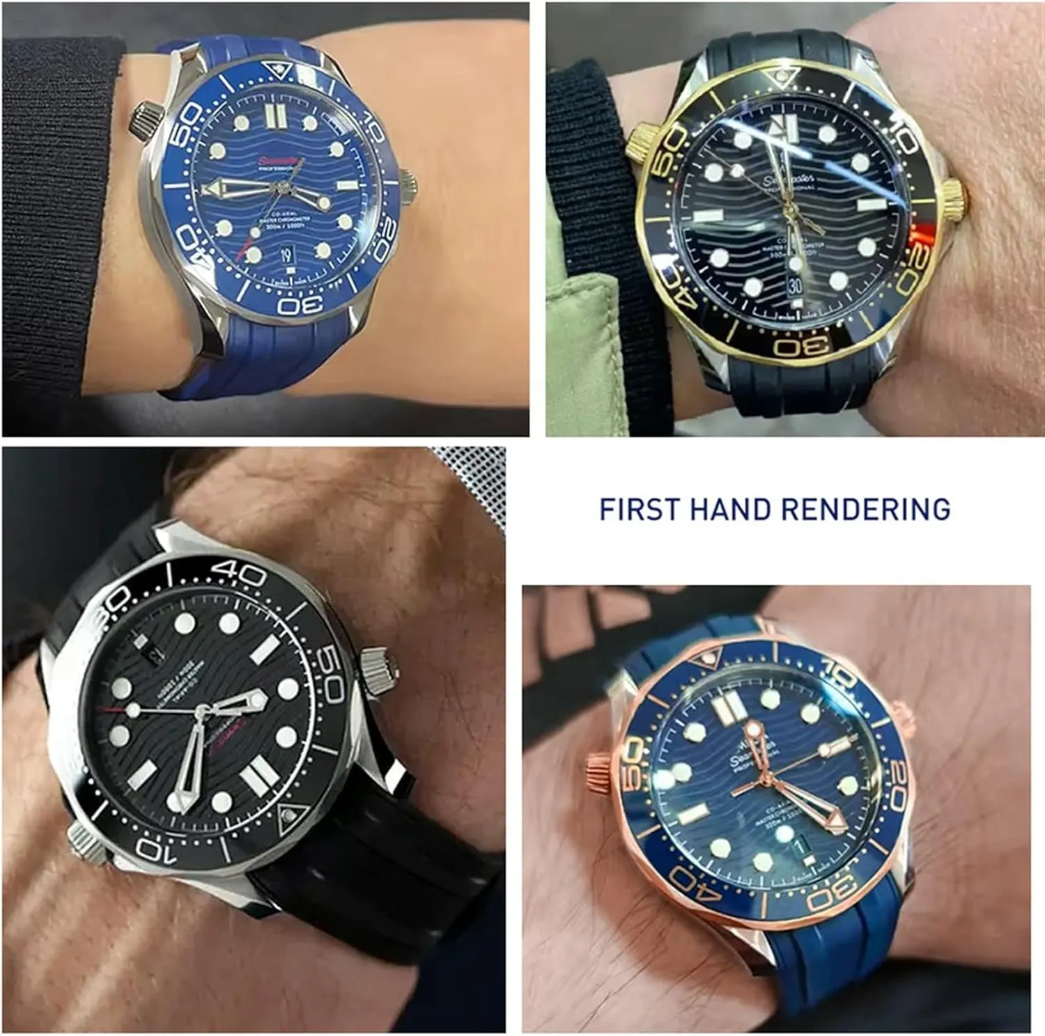 Omega Seamaster 300 gar universe 007 Curved End Fluorous Rubber silicone watchband 20mm 22mm Watch Soft strap Men Replacement For 