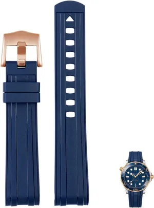Omega Seamaster 300 gar universe 007 Curved End Fluorous Rubber silicone watchband 20mm 22mm Watch Soft strap Men Replacement For 
