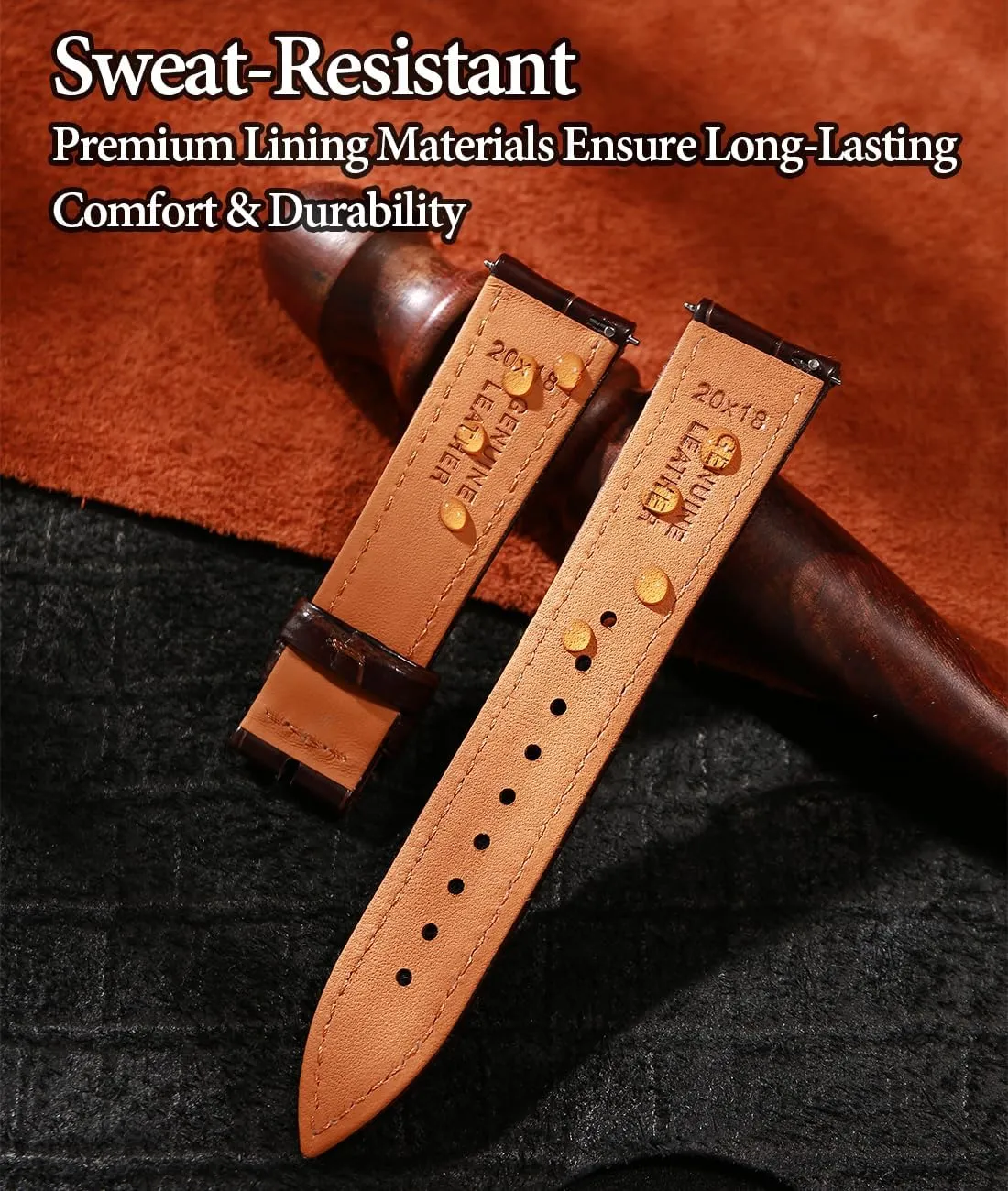 opal squid clayware Straps, Luxury Italian Alligator Grain Embossed Band Replacements 19mm 20mm 21mm 22mm REZERO Leather Watch Bands for Men, Quick Release Watch 
