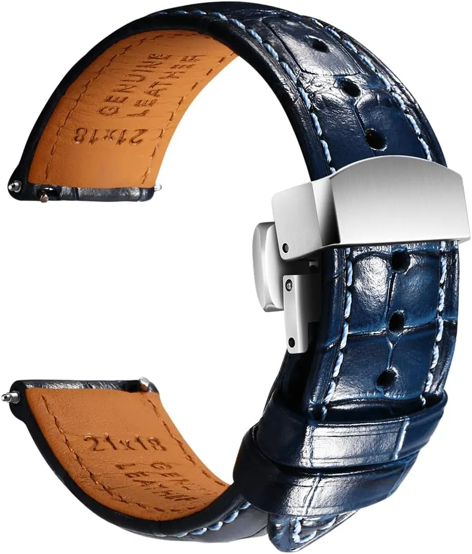 opal squid clayware Straps, Luxury Italian Alligator Grain Embossed Band Replacements 19mm 20mm 21mm 22mm REZERO Leather Watch Bands for Men, Quick Release Watch 