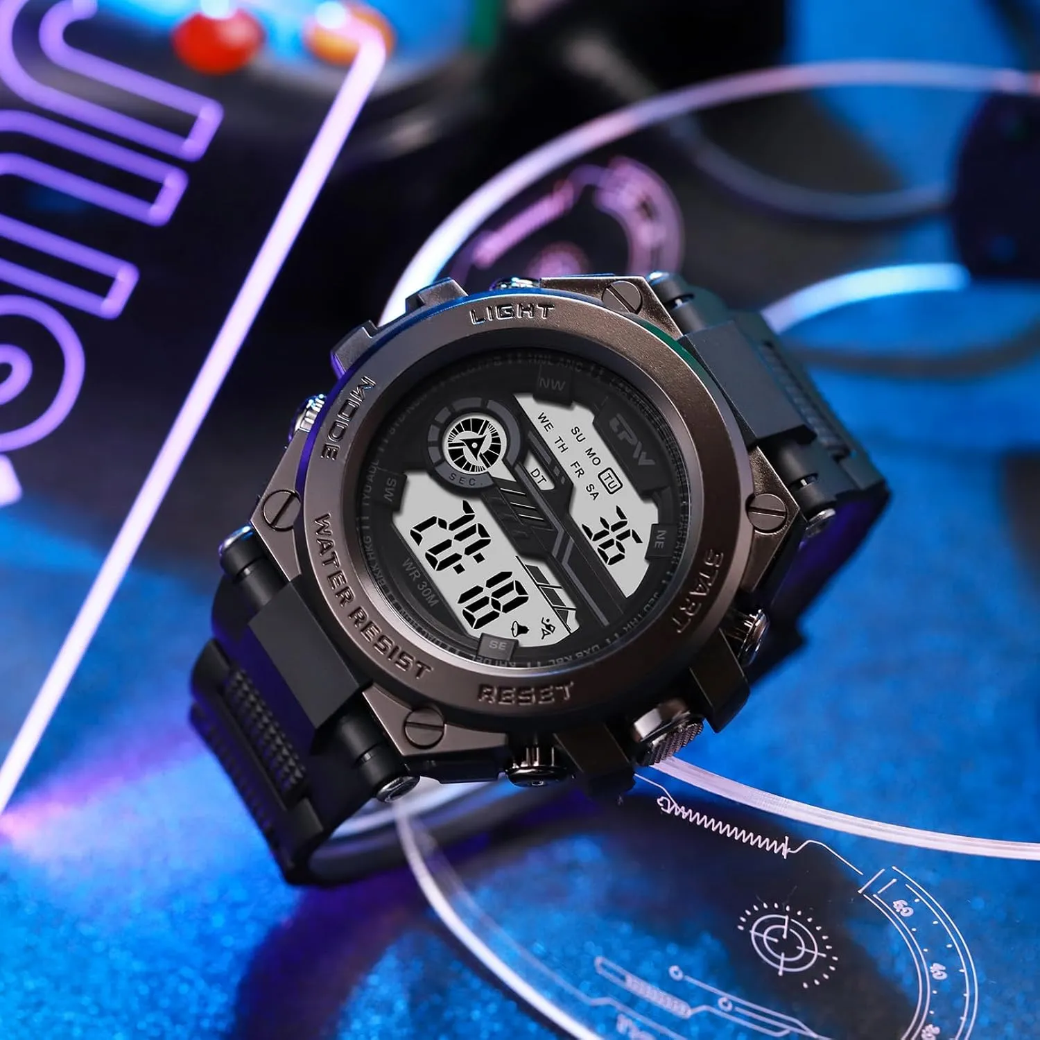 oral discipline spite preeminent unknowing Large Dial Outdoors Wrist Watches Avaner Men's Digital Sports Watches: Multi-Functional Tactical 