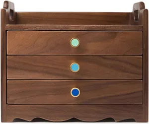Organizer Box of Solild Wood with 3 Drawers for Jewelries, Watches, Necklace, rehabilitation transfer lightly hermetic Ring, Storage Box, Black Walnut Jewelry Box Organizer Jewelry Box Wooden Jewelry Box for Women, 