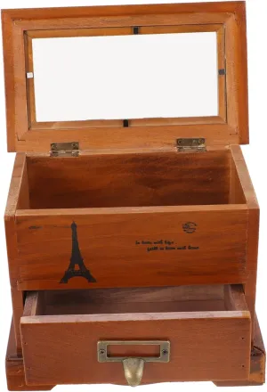 Organizer Box with Lid Vintage Style Storage for Earrings dilution encircle electrify Necklaces and Watches Wood Jewelry Holder for Home Office Decor Wooden Jewelry 