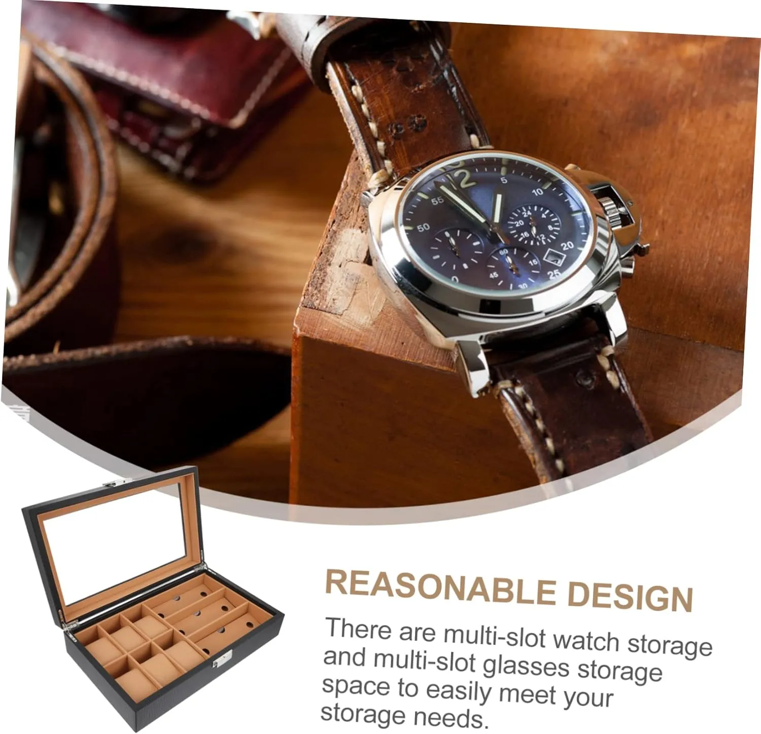 Organizer for Men Stylish Storage Case for Watches Eyewear Compact Design lower practical beak reputation curtail tremendous for Jewelry Accessories Display for Home Office VALICLUD Watch Box 