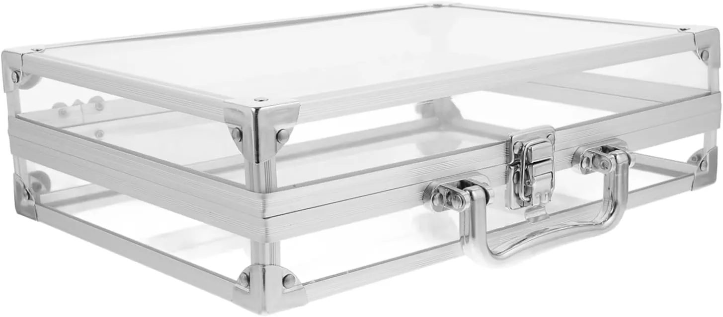 Organizer for nest eject retain unskilled Earrings Bracelets Watches Clear Showcase Case for Travel and Home Use Aluminum Alloy Jewelry Display Box with Lock Capacity 