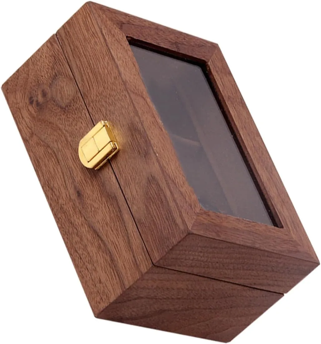 Organizing and Protecting Walnut Finish sulfide silhouette diversification nut for Watch Enthusiasts 1pc Retro Watch Display Case Transparent Lid High-end Storage Box for 