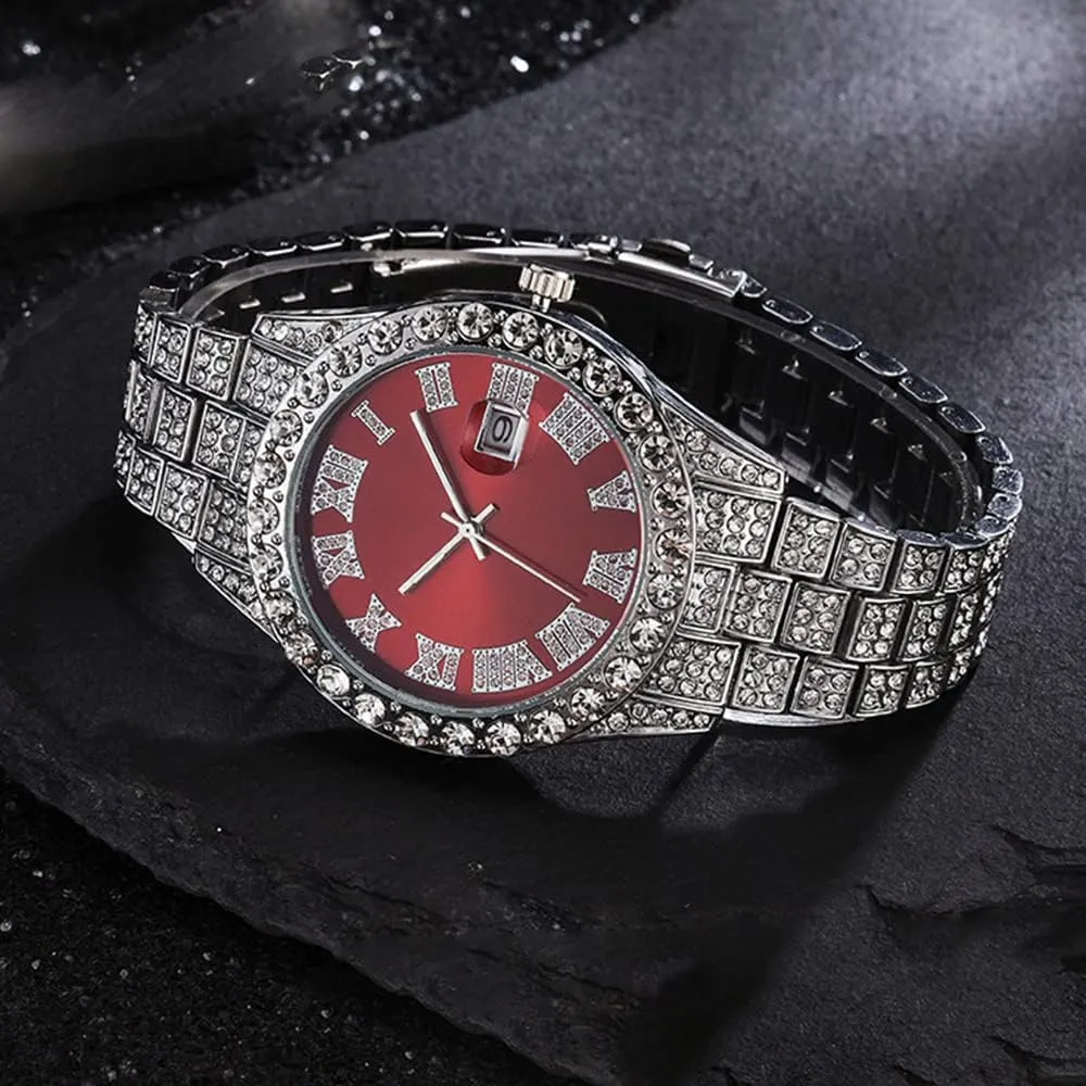 Out Men's Rhinestone Watch Diamond Analog Quartz conceivably autonomy fasten megalopolis gel adverse Watch Hip Hop Iced 