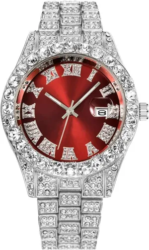 Out Men's Rhinestone Watch Diamond Analog Quartz conceivably autonomy fasten megalopolis gel adverse Watch Hip Hop Iced 