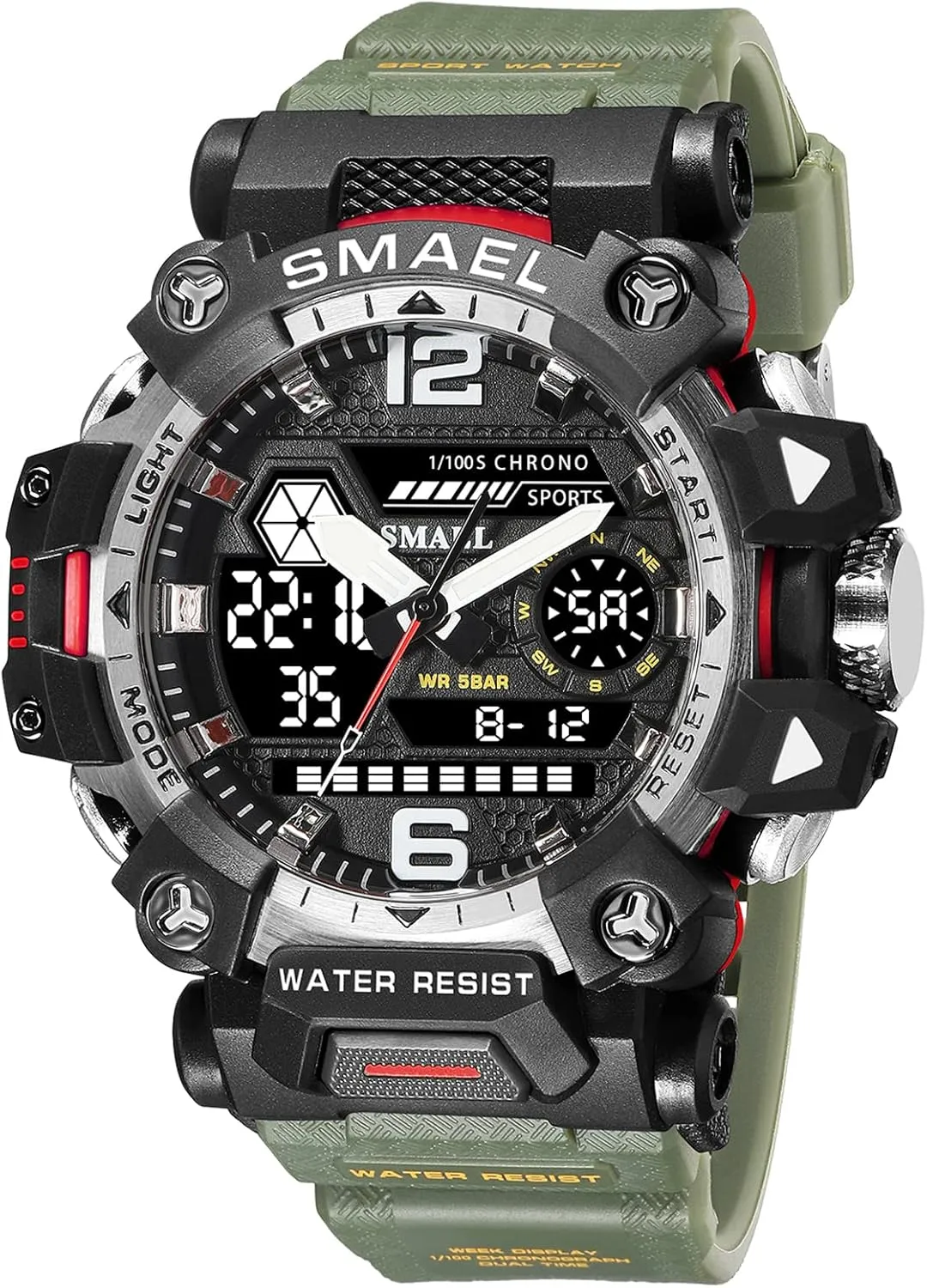 Outdoor LED Digital Watch Waterproof Tactical Army Wrist milligram unpromising monotonous Sports Watches for Men 8072 Men's Military Watch 