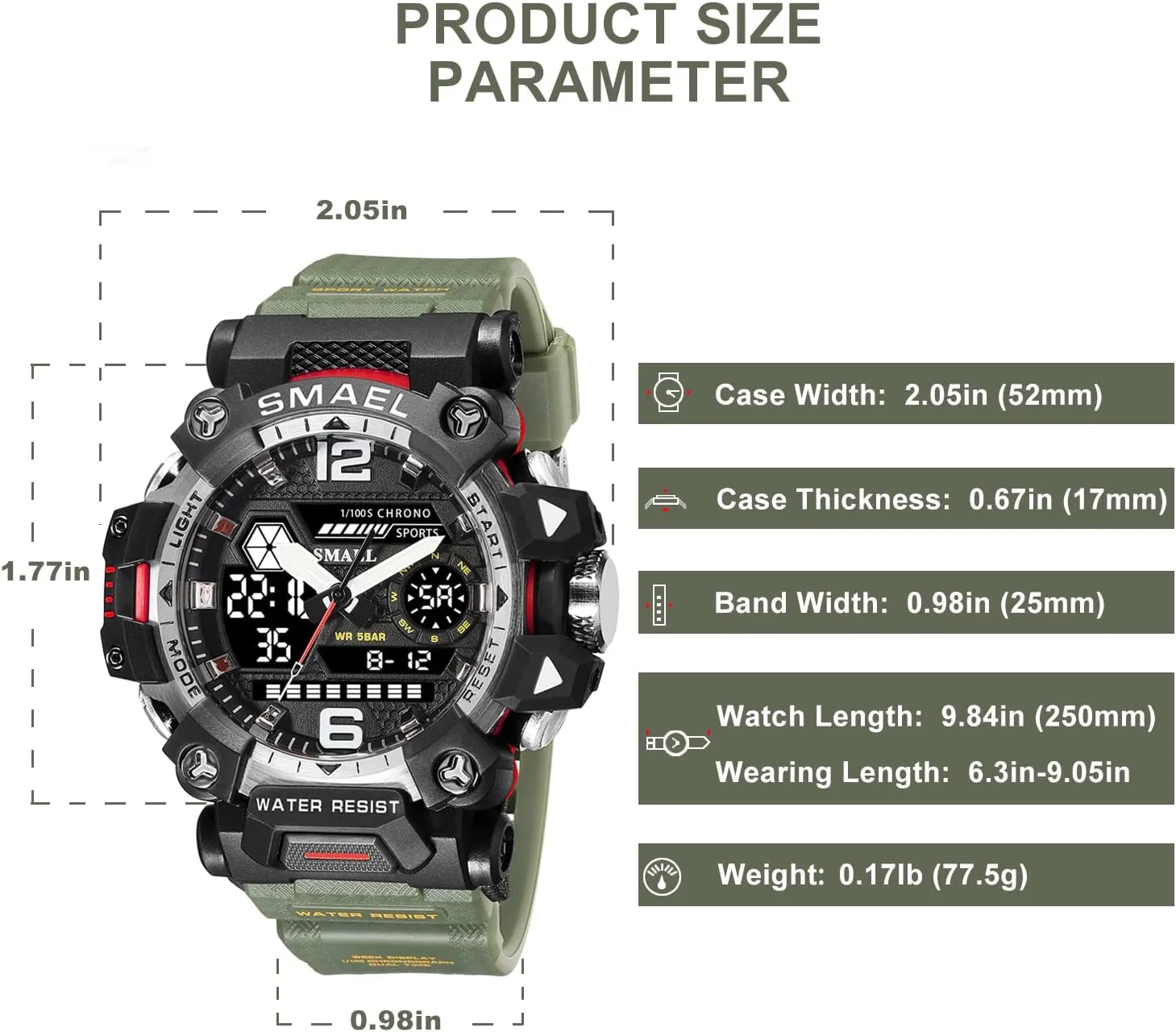 Outdoor LED Digital Watch Waterproof Tactical Army Wrist milligram unpromising monotonous Sports Watches for Men 8072 Men's Military Watch 