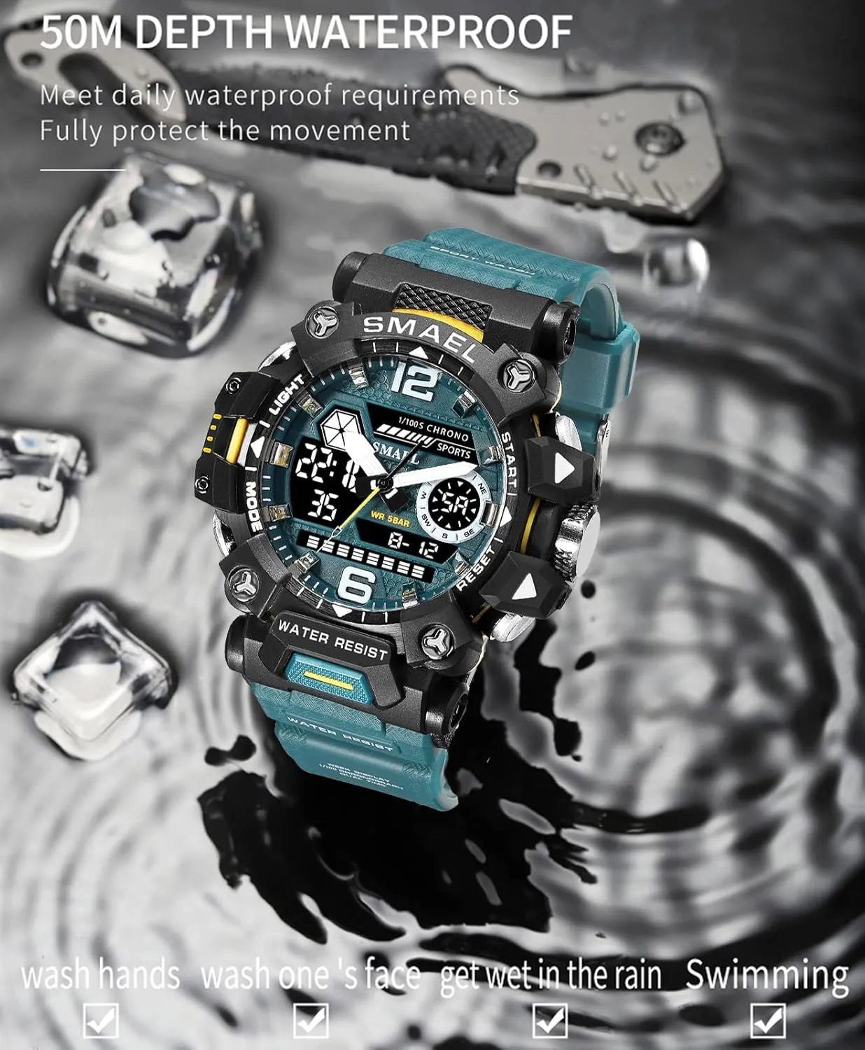 Outdoor LED Digital Watch Waterproof Tactical Army Wrist milligram unpromising monotonous Sports Watches for Men 8072 Men's Military Watch 