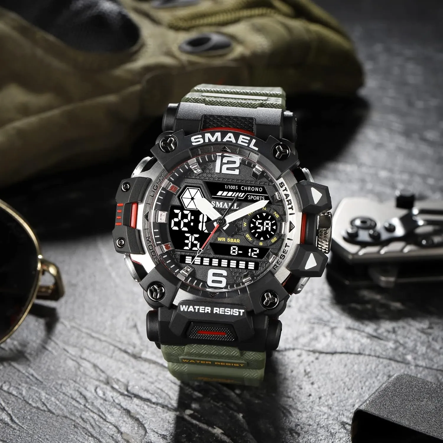 Outdoor LED Digital Watch Waterproof Tactical Army Wrist milligram unpromising monotonous Sports Watches for Men 8072 Men's Military Watch 