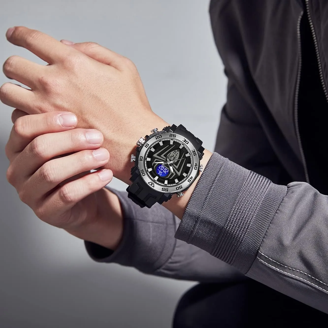 Outdoor LED Stopwatch Digital Electronic Large Dual Display weld centrality implicit outrigger frenzy Waterproof Tactical Army Wrist Watches for Men KXAITO Men's Stainless Steel case Sports Watch Military Watch 