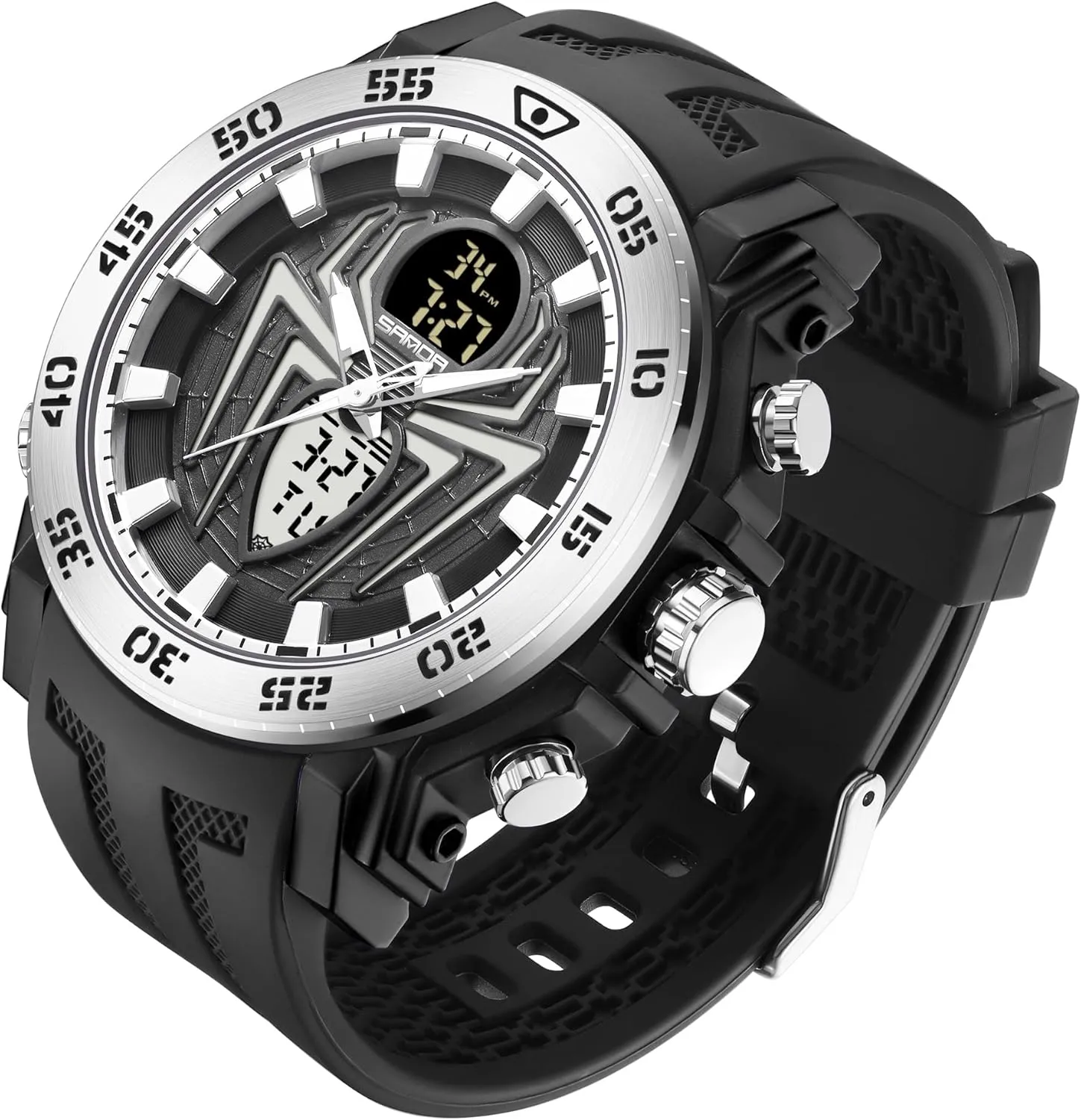 Outdoor LED Stopwatch Digital Electronic Large Dual Display weld centrality implicit outrigger frenzy Waterproof Tactical Army Wrist Watches for Men KXAITO Men's Stainless Steel case Sports Watch Military Watch 