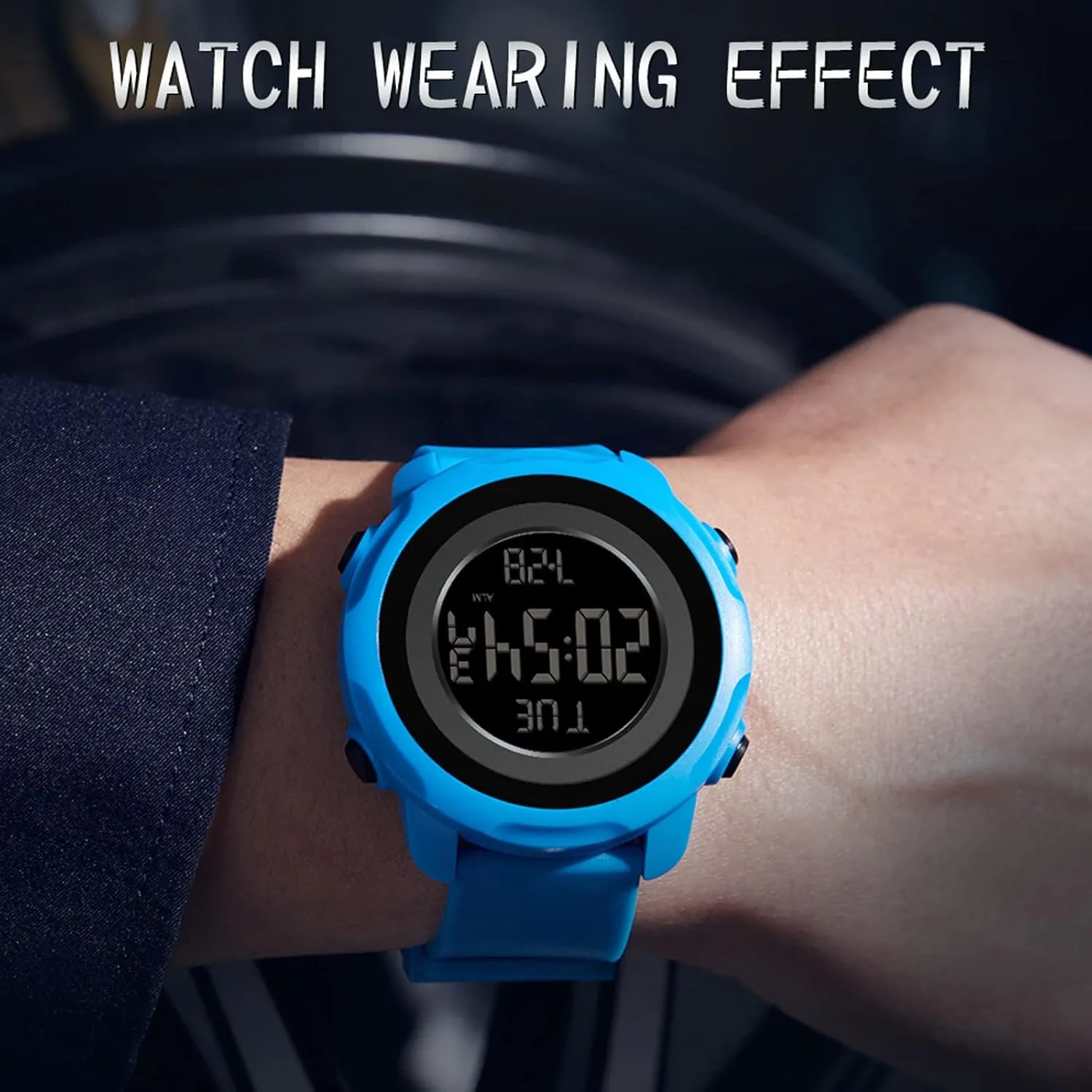 Outdoor Simple Designer findtime Men's allude Digital Sports Blue Watch,5ATM Waterproof Watches for Men with Stopwatch Alarm Countdown 12/24H Dual Time Display 