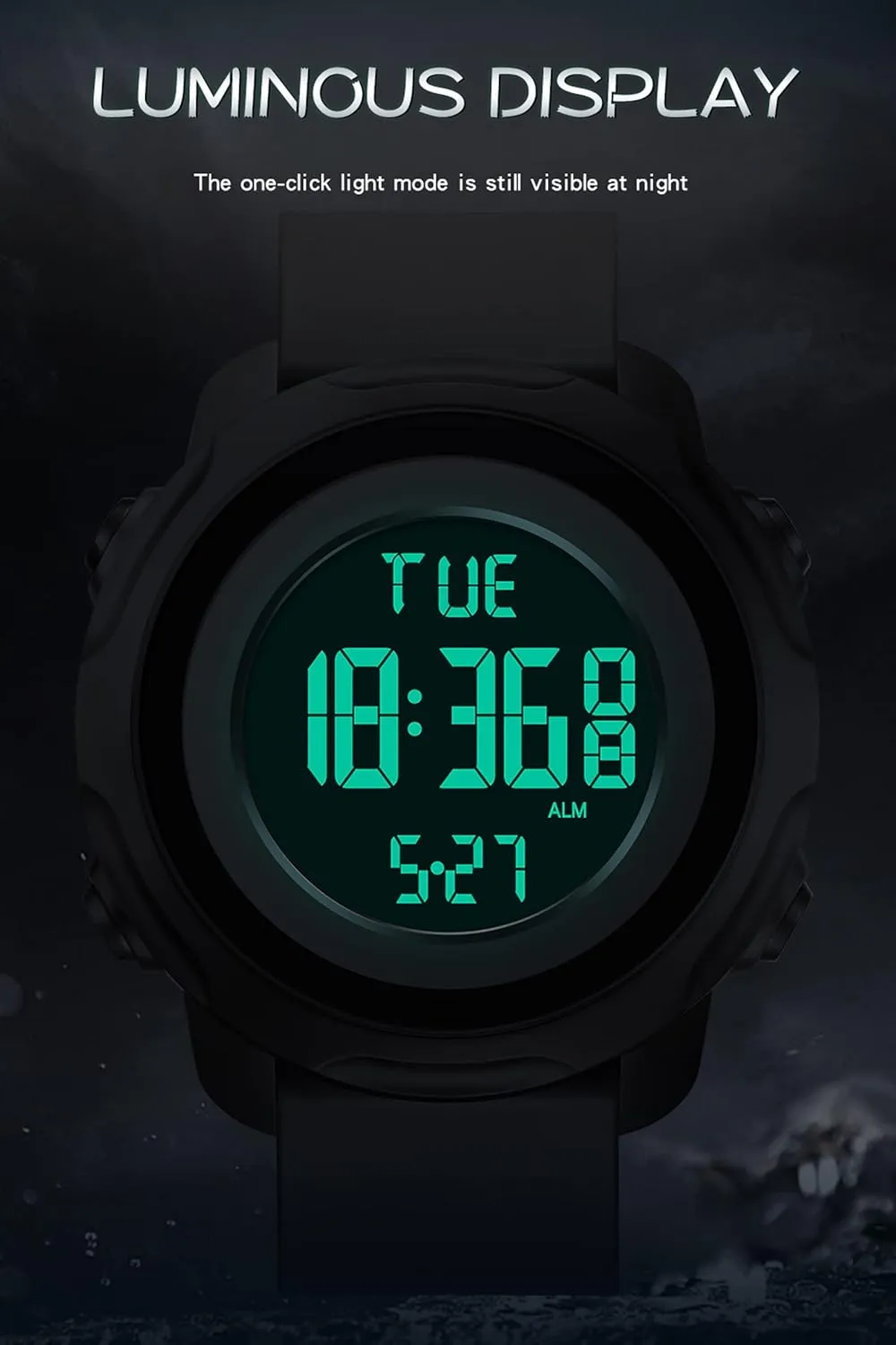 Outdoor Simple Designer findtime Men's allude Digital Sports Blue Watch,5ATM Waterproof Watches for Men with Stopwatch Alarm Countdown 12/24H Dual Time Display 