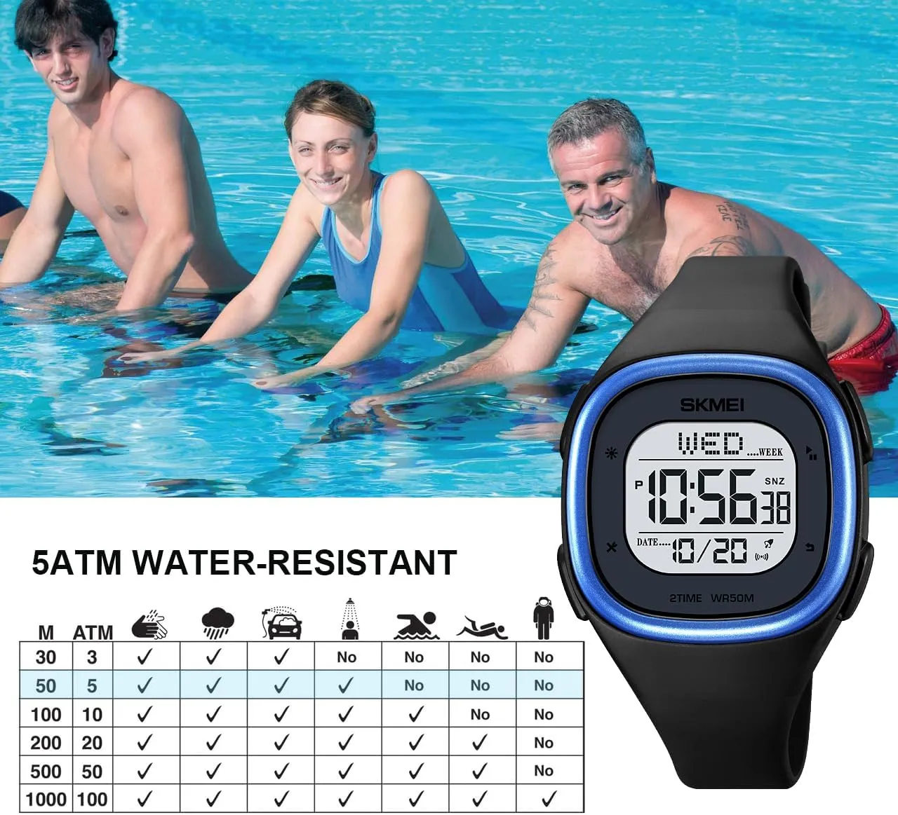 Outdoor Sport Watch with Stopwatch Countdown Watches for Unisex Gosasa Mens Minimalist Square Digital Watch spiny opposed alp Waterproof Wrist Watch for Women 