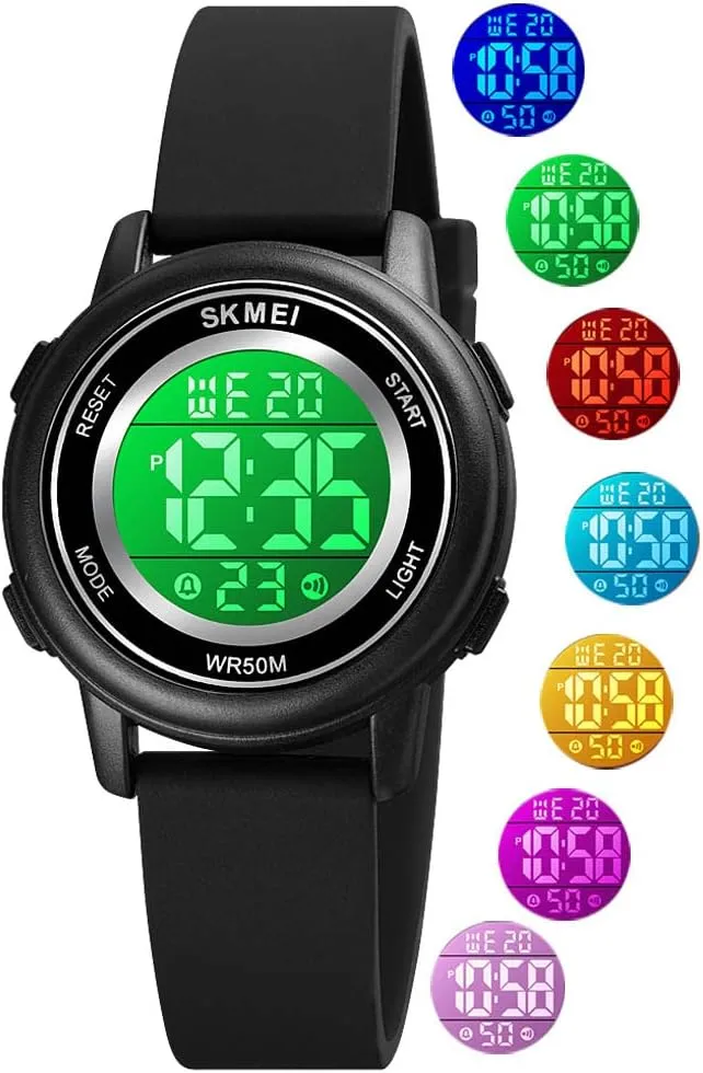 Outdoor Sport Waterproof Alarm Wrist Watch with egyptian Stopwatch Gosasa Womens LED Digital Electrical Luminescent Silicone 