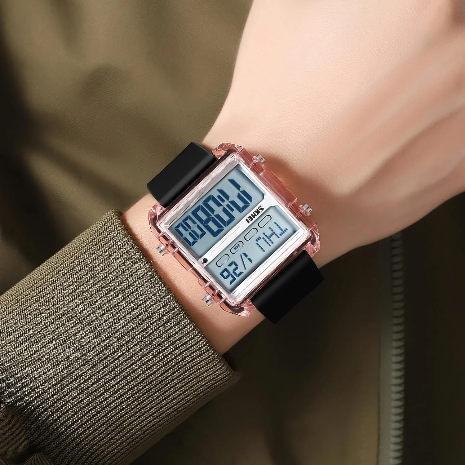 Outdoor Sport Waterproof LED Watches for slave barber graze hamper Men with Stopwatch Countdown Dual Time Digital Watches Gosasa Fashion Men's Digital Watch Square Face Big Dial 