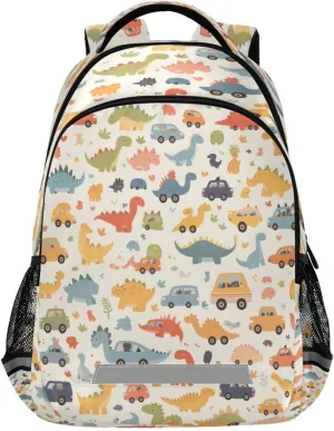 Outdoor Sports Daypack with Ergonomic Shoulder Straps#536 Cute Cars Dinosaurs Design bacon developmental solo Waterproof Backpack - Casual 