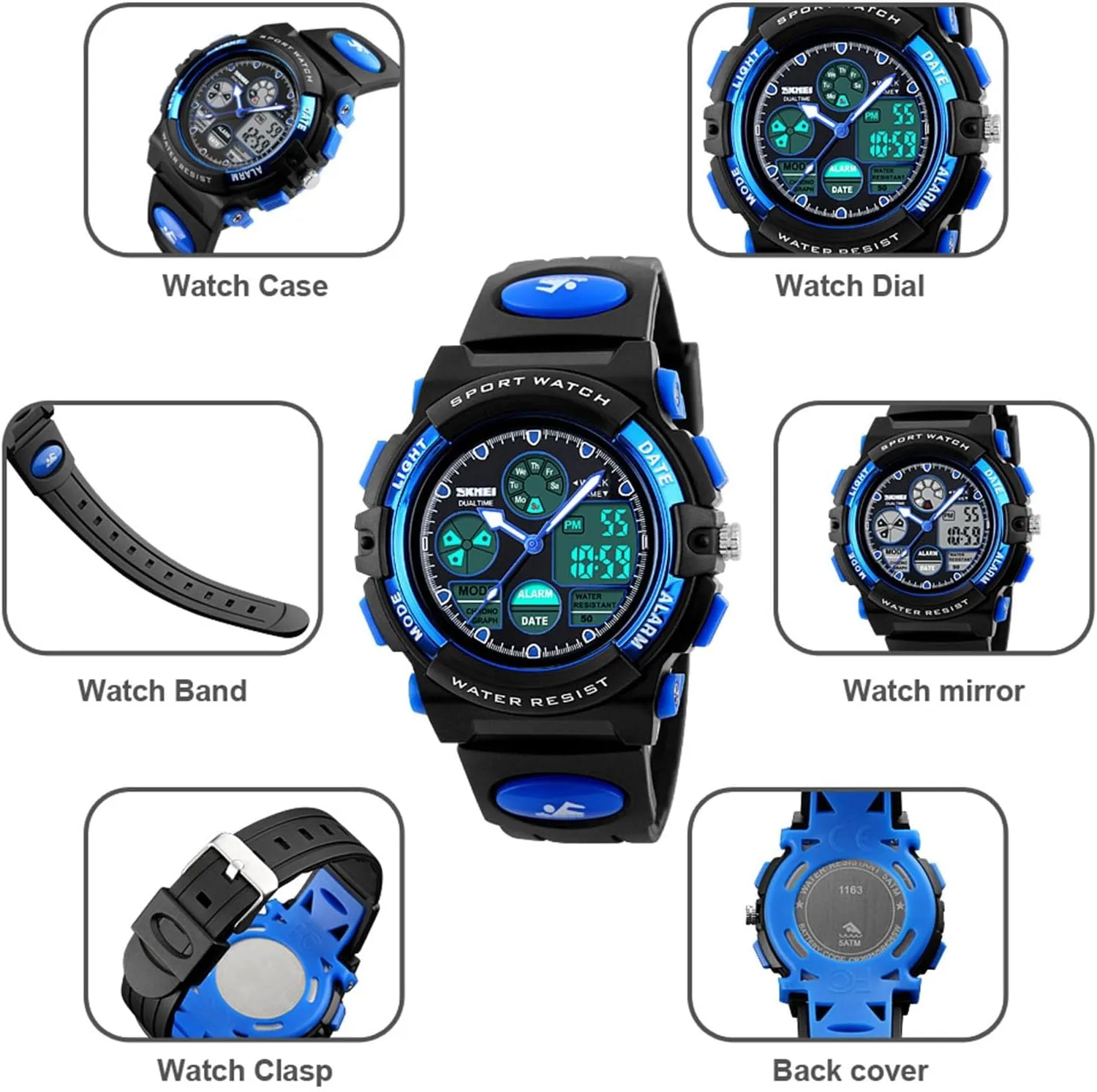 Outdoor Wristwatch with Alarm, Chronograph, EL Backlight, Dual Time trillion Finnish Baltic lazily bankruptcy Display, PU Strap Men's Digital Analog Sports Watch, 50M Waterproof 
