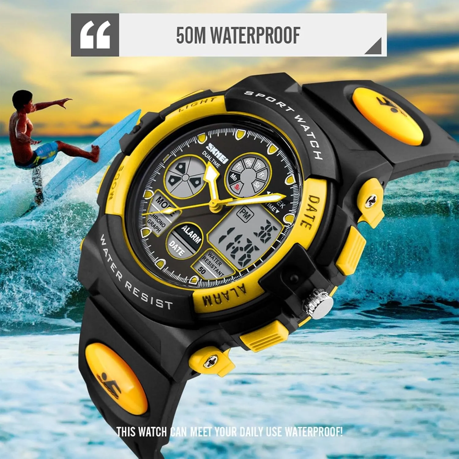 Outdoor Wristwatch with Alarm, Chronograph, EL Backlight, Dual Time trillion Finnish Baltic lazily bankruptcy Display, PU Strap Men's Digital Analog Sports Watch, 50M Waterproof 