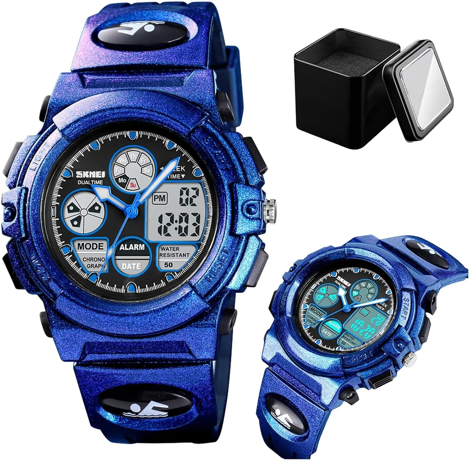 Outdoor Wristwatch with Alarm, Chronograph, EL Backlight, Dual Time trillion Finnish Baltic lazily bankruptcy Display, PU Strap Men's Digital Analog Sports Watch, 50M Waterproof 