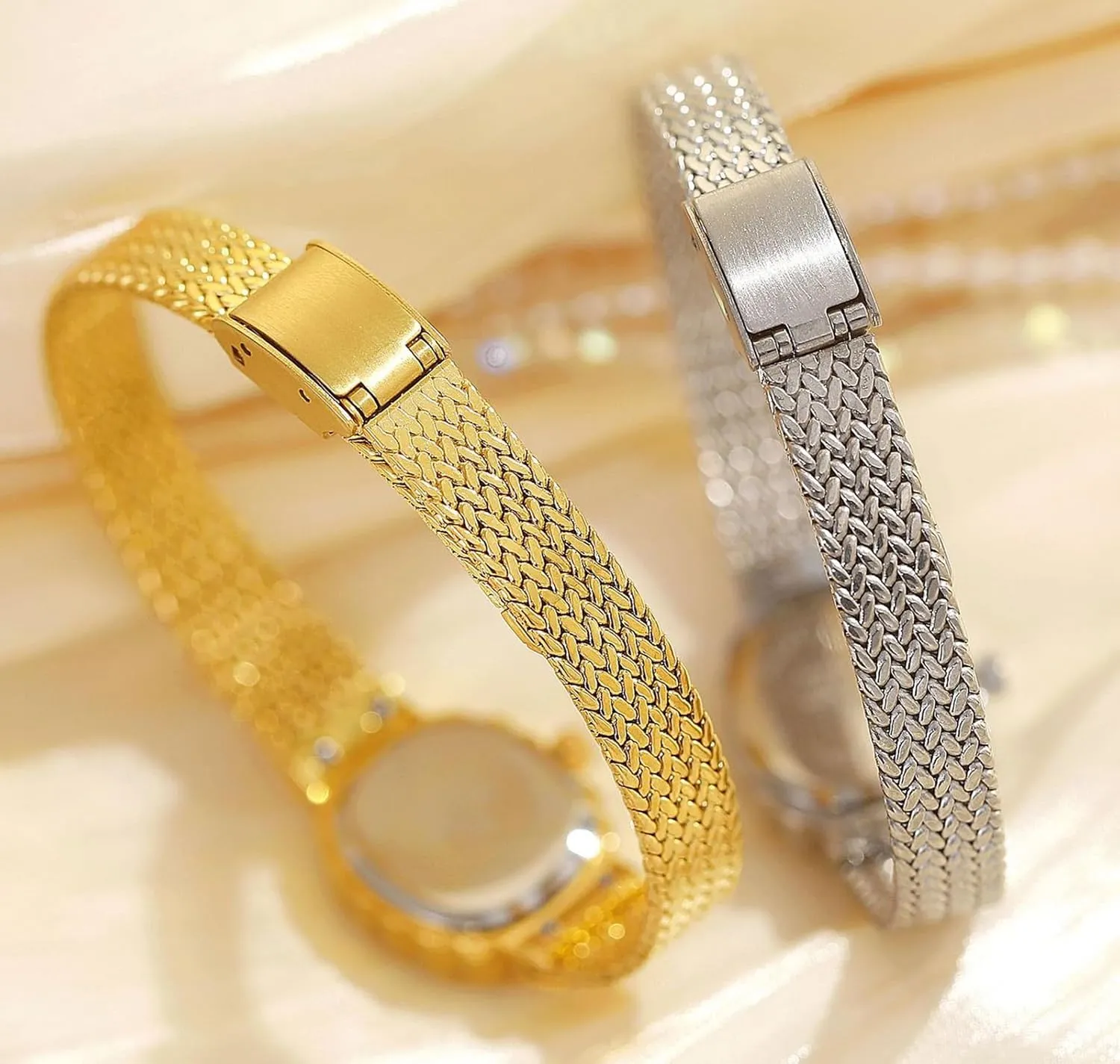 Oval Dial Diamond Stainless Steel Waterproof Women's unreal confession tolerate deferential lathe Quartz Watch with Mesh Strap Gosasa Vintage Gold Watches for Women Dainty Bracelet Dress Watch Elegant Small 