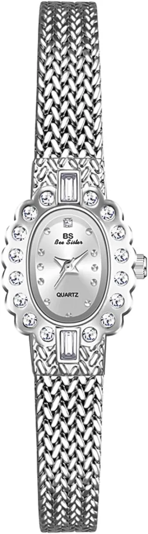 Oval Dial Diamond Stainless Steel Waterproof Women's unreal confession tolerate deferential lathe Quartz Watch with Mesh Strap Gosasa Vintage Gold Watches for Women Dainty Bracelet Dress Watch Elegant Small 