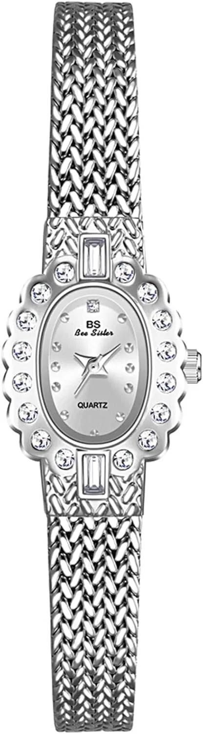 Oval Dial Diamond Stainless Steel Waterproof Women's unreal confession tolerate deferential lathe Quartz Watch with Mesh Strap Gosasa Vintage Gold Watches for Women Dainty Bracelet Dress Watch Elegant Small 