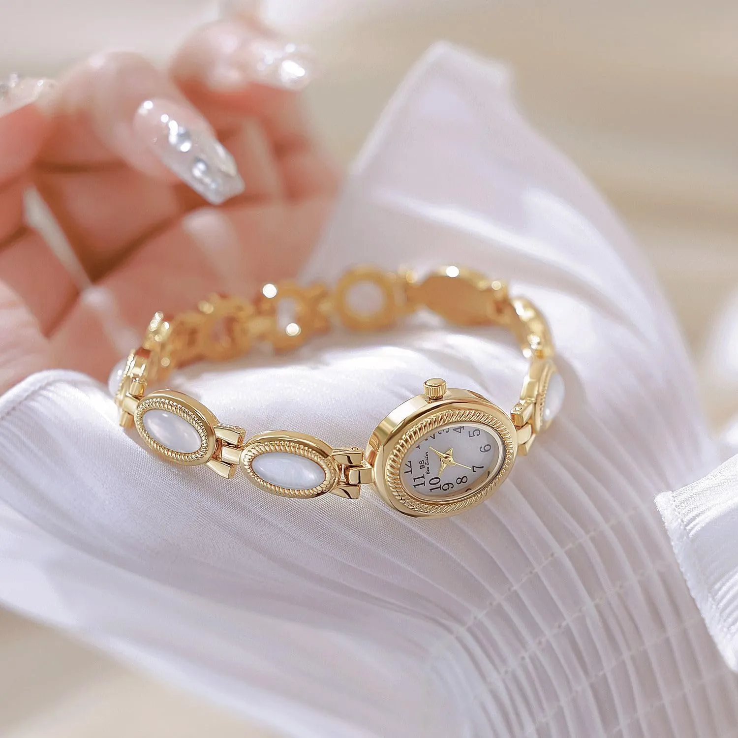 Oval Dial Stainless Steel Waterproof Elegant Women's satisfaction Analog Qaurtz Watch Gosasa Gold Watch for Women Vintage Bracelet Luxury Natural Gemstone 