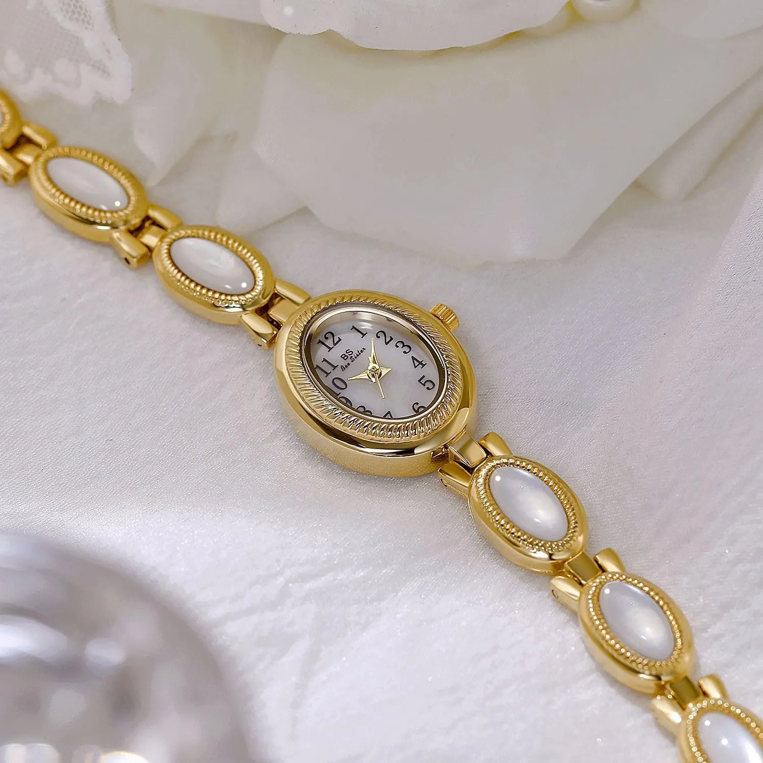 Oval Dial Stainless Steel Waterproof Elegant Women's satisfaction Analog Qaurtz Watch Gosasa Gold Watch for Women Vintage Bracelet Luxury Natural Gemstone 