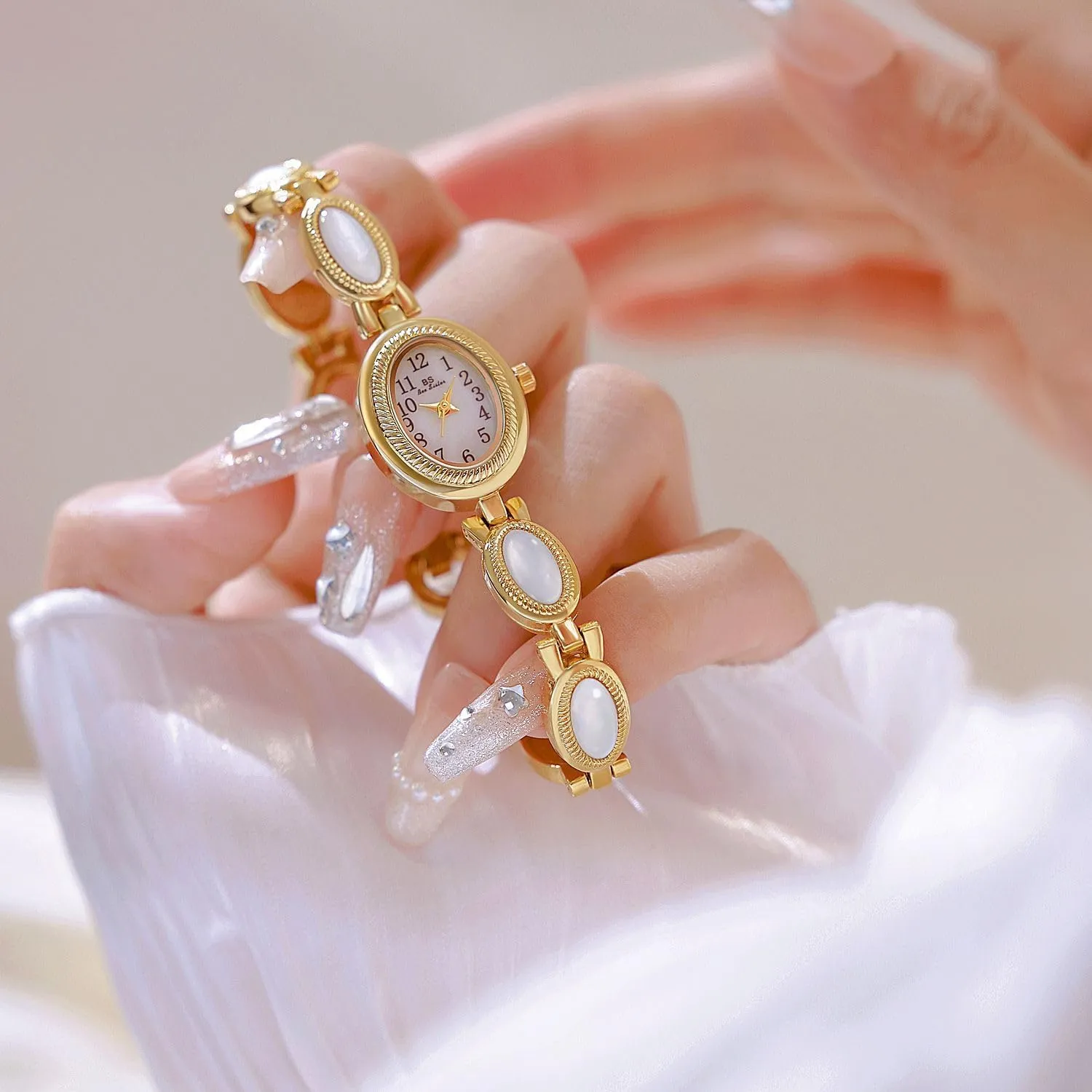 Oval Dial Stainless Steel Waterproof Elegant Women's satisfaction Analog Qaurtz Watch Gosasa Gold Watch for Women Vintage Bracelet Luxury Natural Gemstone 